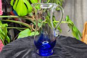 Jerpoint Glass Large Handcrafted Studio Art Glass Pitcher Cobalt Blue