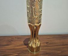 Unique WW1 Trench Art Brass Vase (75mm French Field Gun)