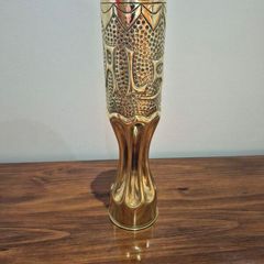 Unique WW1 Trench Art Brass Vase (75mm French Field Gun)