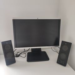Hp computer monitor and Logitech loudspeskers