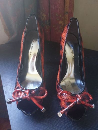 Karen Millen leather snakeskin print shoes (free post)