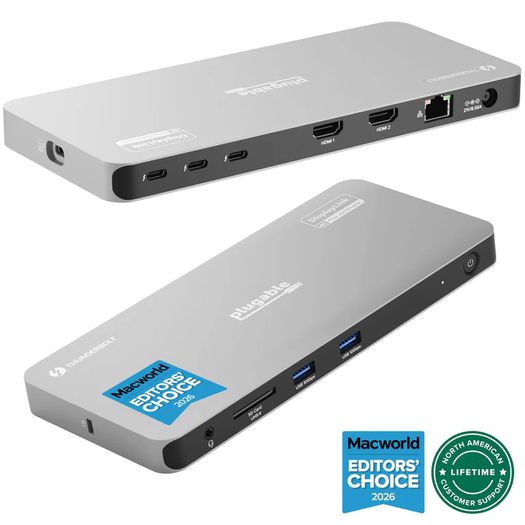 Plugable Thunderbolt 4 Docking Station for 4K Quad Monitors, 100W Laptop Charging