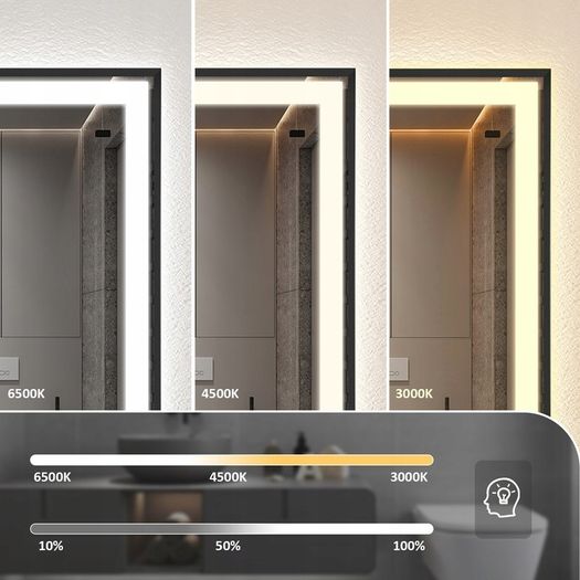 LED Bathroom Mirror Makeup Cosmetic Antifog Clock