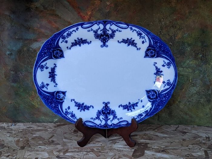 vintage blue and white platter