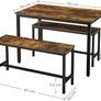 Dining Table Kitchen Table Set 110 x 70 x 75 cm with 2 Benches 97 x 30 x 50 cm Metal Frame Kitchen Living Room Dining Room Industrial Design Vintage Brown Black Image 4