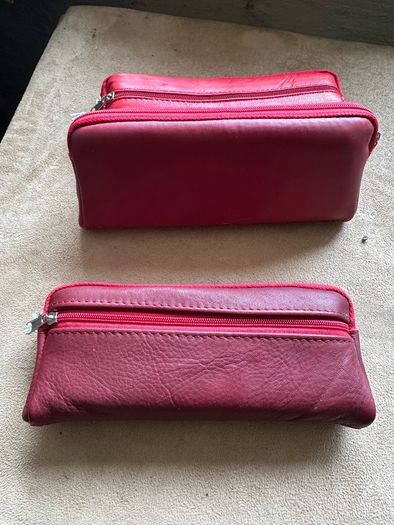 Ten mixed colour real leather pencil case / glasses cases