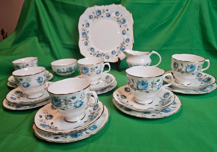Vintage Arklow Bone China Blue Roses Tea Set | Fine Irish Porcelain with Gold Trim