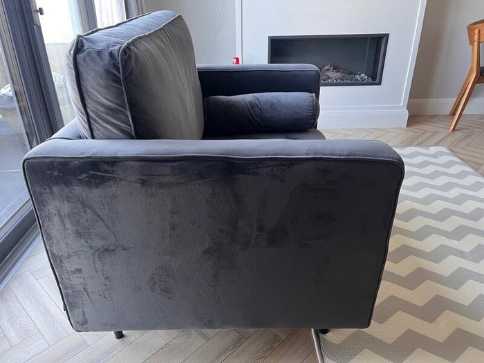 Grey Velvet Sofa & Armchair Set  Excellent Condi
