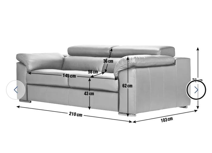 Black leather 3-seater sofa