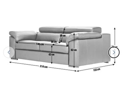 Black leather 3-seater sofa