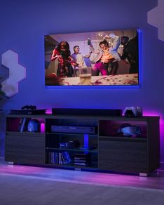 TV Cabinet with LED Lighting  TV Stand for TVs up to 70 Inches,
