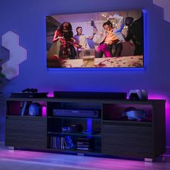 TV Cabinet with LED Lighting  TV Stand for TVs up to 70 Inches,
