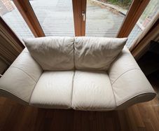 Cream Leather Sofa Set 3 Pieces