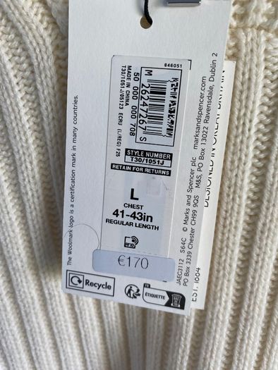 Pure wool Jeager jumper Large - unworn