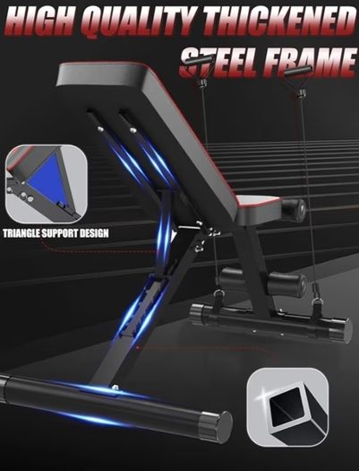 300KG Stable Strength Training Bench, Fast Folding Bench Utility Incline/Decline Gym Bench for Home Full Body Workout