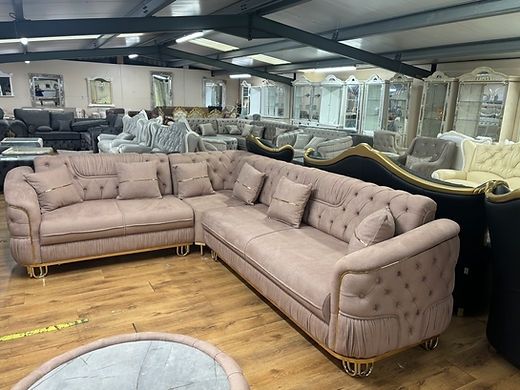 Luzia Cream & Beige Corner Sofa Bed + Matching Coffee Table