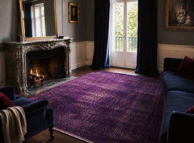 Rare Purple Overdyed Vintage Turkish Rug