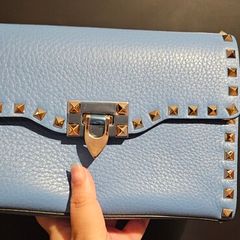Valentino Rockstud Crossbody Shoulder Clutch Handbag in Blue