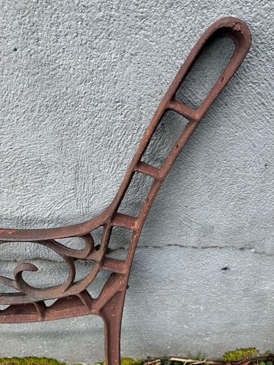 Pair cast iron children's bench ends