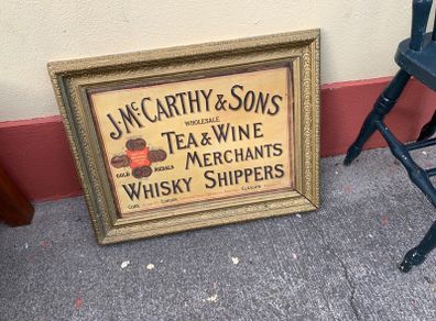 McCarthy Whisky Tea and Wine Merchant Pub Sign