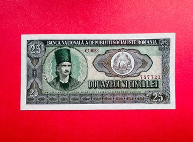 Romania.  25  LEI.  1966  Pick  95a.  A/ Uncirculated )