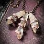 Copper Wrapped around three Stunning Tangerine Quartz Crystals on a Chunky Copper Chain Necklace with Handmade Copper Clasp Image 2