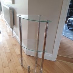 Corner Shelf Unit 3-Tier Free Standing Glass&Chrome Shelf Tower Compact Storage Shelves for Living Room, Bathroom and Bedroom