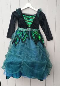 Young girls halloween costume princess dress black/green suit 7/8 yrs