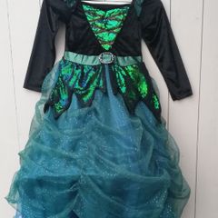 Young girls halloween costume princess dress black/green suit 7/8 yrs