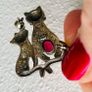 Silver/Garnet/Pearl Cat Brooch Image 2