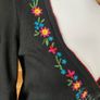 Cardigan top Next wrap around black embroidered flowers women size 10 Image 3
