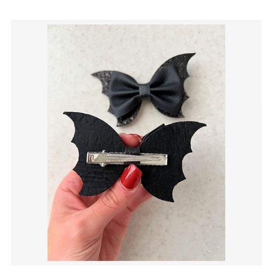 Large Black Leather Look Hair Clip