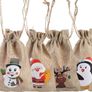 12 Christmas Jute Burlap Gift Bags Pouches with Drawstring Small Candy Bags for Xmas Favors Image 6