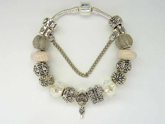 Silver Pandora Style Charm bracelet