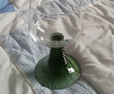 Vintage Wine Glass - Green Beehive Stem