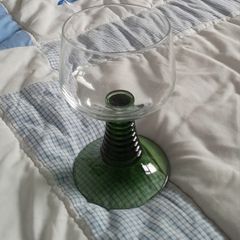 Vintage Wine Glass - Green Beehive Stem