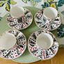 Fine Bone China Espresso Set 4 Cups & Saucers Image 5
