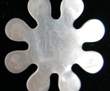 Antique 18th Century Mother of Pearl Armorial Game Token