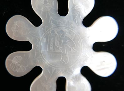 Antique 18th Century Mother of Pearl Armorial Game Token
