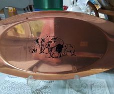 Vintage IMP Rhodesia Copper Serving Tray Elephant Motif