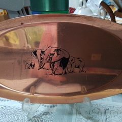 Vintage IMP Rhodesia Copper Serving Tray Elephant Motif