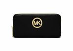 Michael Kors Faux Fulton Zip Around Continental Wallet (black/gold)