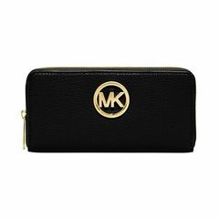 Michael Kors Faux Fulton Zip Around Continental Wallet (black/gold)