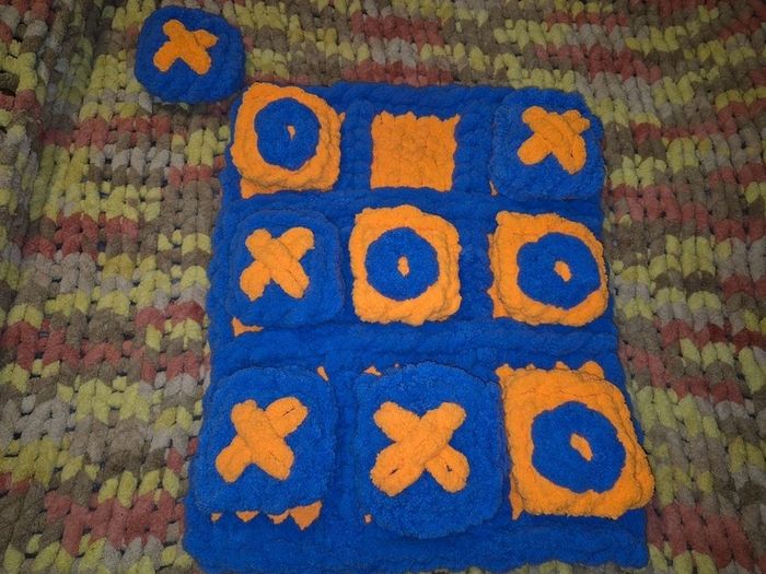 Chunky Knit Tic Tac Toe Game | Sensory Play Mat, Kids Gift | Handmade Soft Play