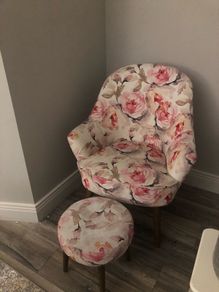 Bedroom chair with matching foot stool