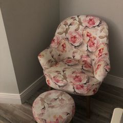 Bedroom chair with matching foot stool