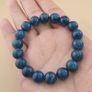 Deep Ocean Blue Apatite Bracelet Polished Round Beads Image 6