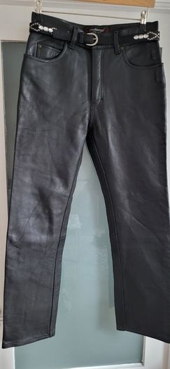 Challenge Leather Team Ladies Motorcycle trousers (black leather jeans style) - Sz 32 (Fit 12UK) - Rrp 189 (New)