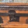 Late Victorian Antique Metal Bound Wooden Chest. Image 3