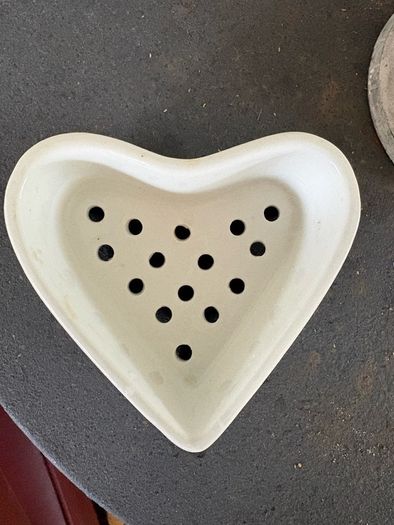 Antique French Heart shaped cheese mould and strainer COEUR A LA CREME